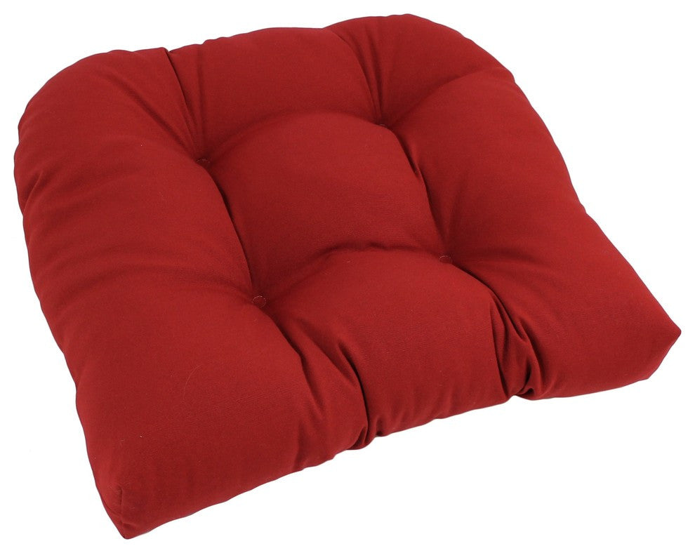 19" U-Shaped Twill Tufted Dining Chair Cushion, Ruby Red