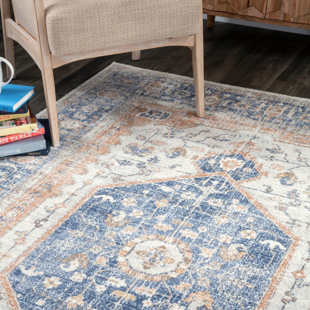 Nuloom Vintage Jacquie Floral Traditional Area Rug, Blue 2'8"x8'