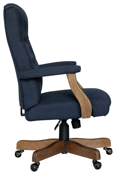 Boss Office Traditional Executive Chair in Denim Blue Linen