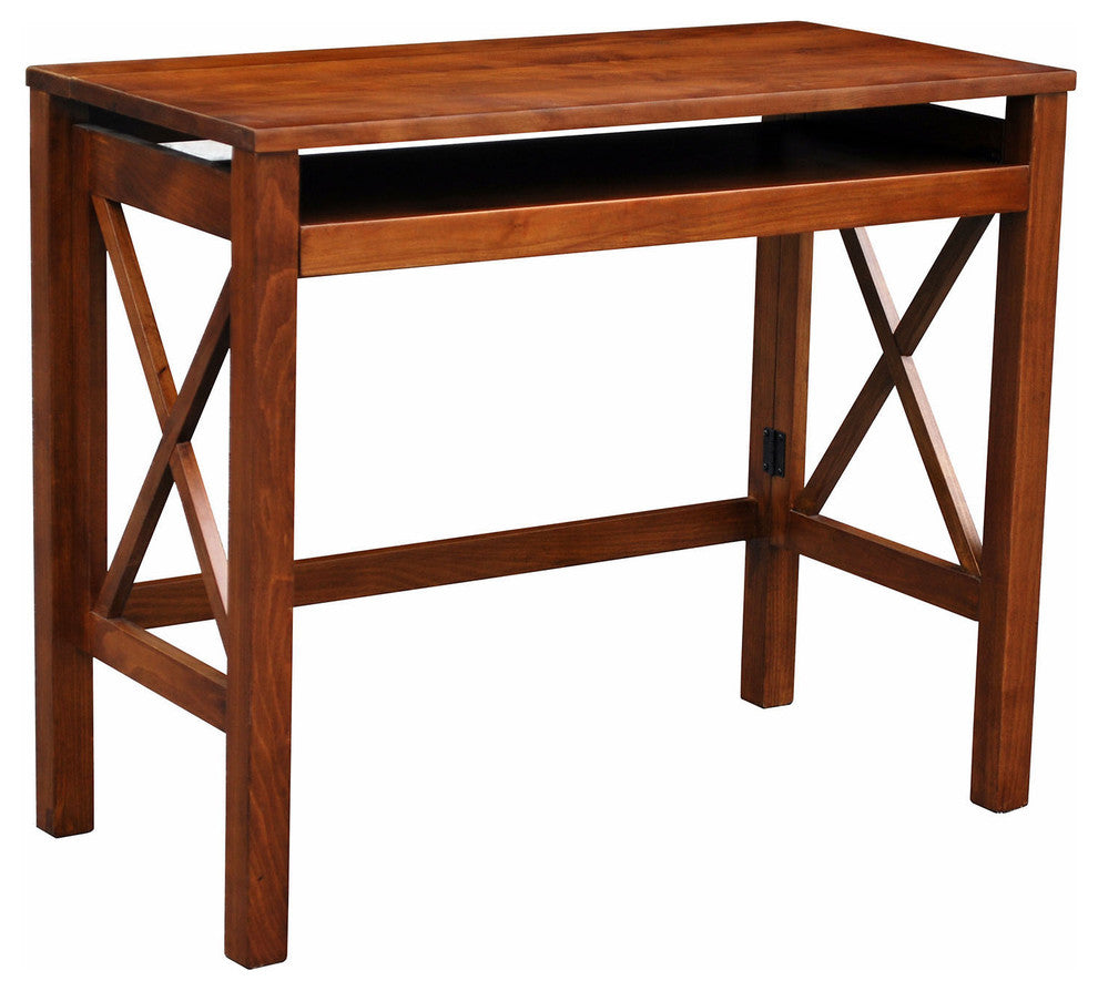 Montego Folding Desk With Pull-Out, Warm Brown