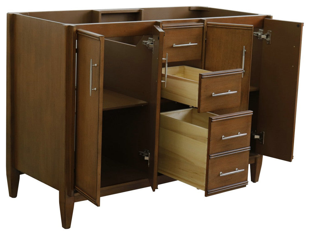 48" Double Sink Vanity, Walnut Finish - Cabinet Only