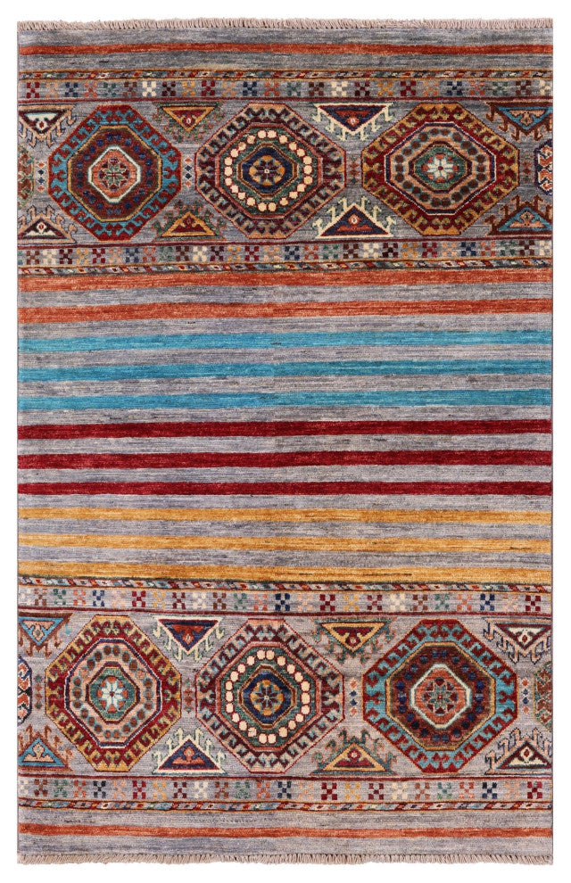 3' 4" X 5' 1" Super Kazak Khorjin Handmade Rug - Q12322