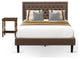 2Pc Bedroom Set, 1 Platform Queen Bed Frame Brown Padded, 1 Nightstand
