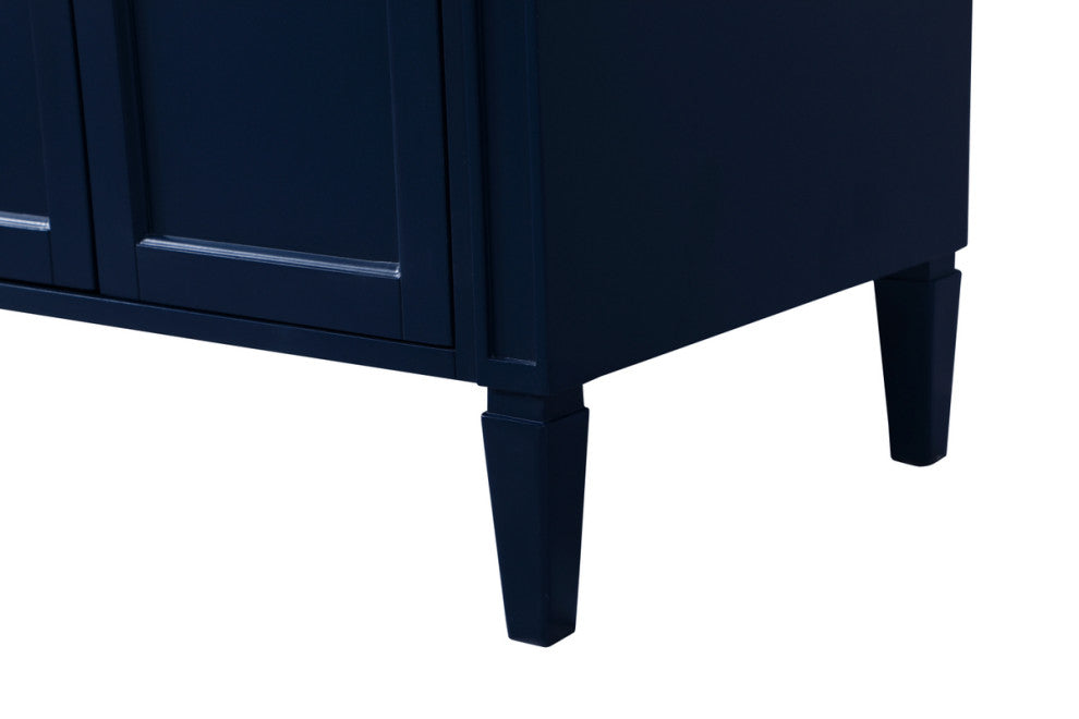 Home Living Vanity with Carrara White Marble Countertop, Blue, 72", Double Sink