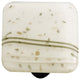 Art Glass Square Mardi Gras Knob, Black Post, Vanilla Mg White