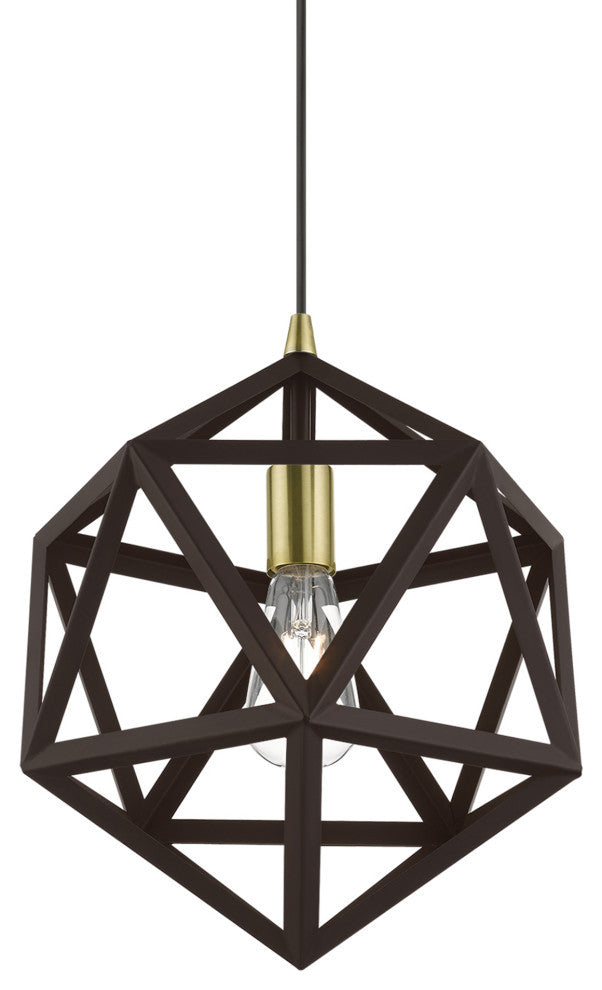 Ashland 1 Light Bronze With Antique Brass Accents Pendant