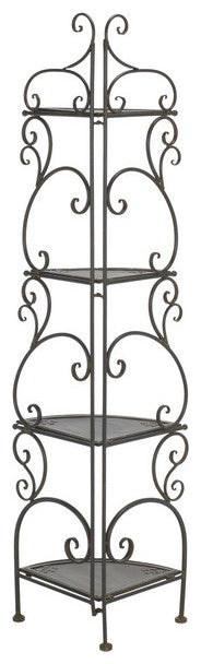 Safavieh Turuca 4 Tier Corner Shelf, Black Rust