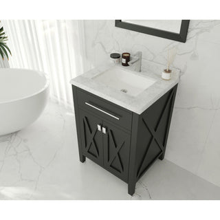 Wimbledon, 24" Espresso Cabinet With White Carrara Marble Countertop