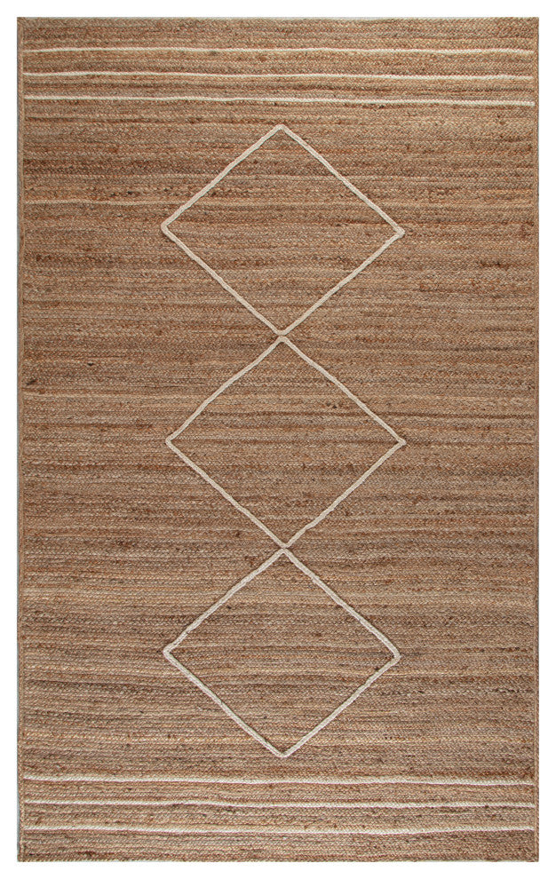 8' x 10' Anatolian Natural and Ivory Diamond Stripe Braided Area Rug