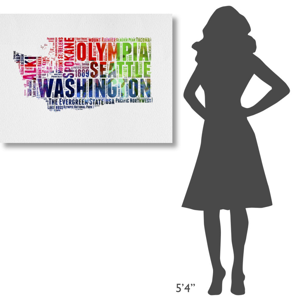 "Washington Watercolor Word Cloud" Fine Art Print