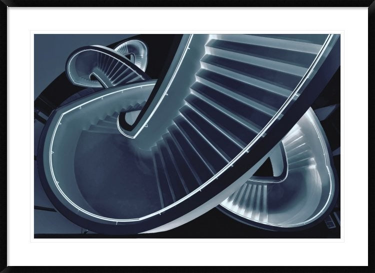 "Blue Stair" Framed Digital Print by Henk Van Maastricht, 44x32"