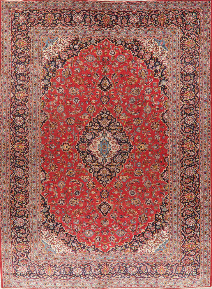 Consigned, Oriental Traditional Handmade Vintage Persian Area Rug, Red, 10x13