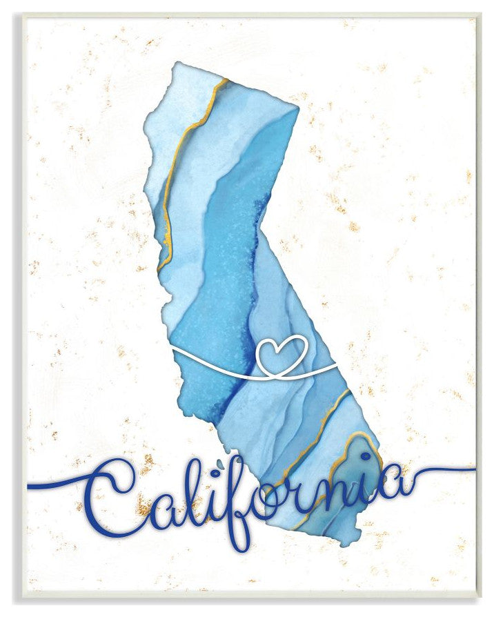 Stupell Industries California Agate Blue US State Design, 13 x 19