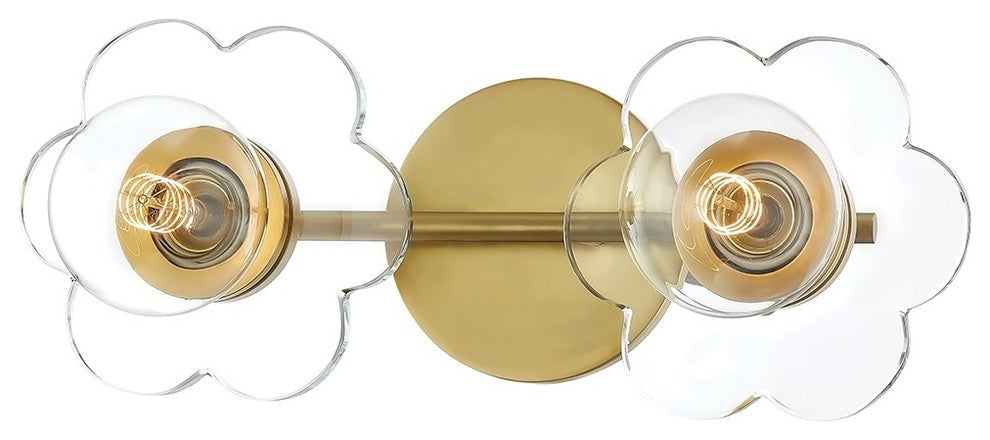Alexa 2-Light Bath and Vanity Aged Brass Finish