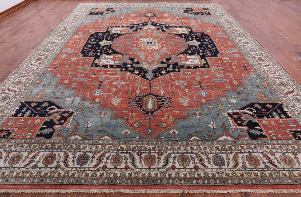 11' 11" X 14' 11" Persian Fine Serapi Handmade Wool Rug - Q14710