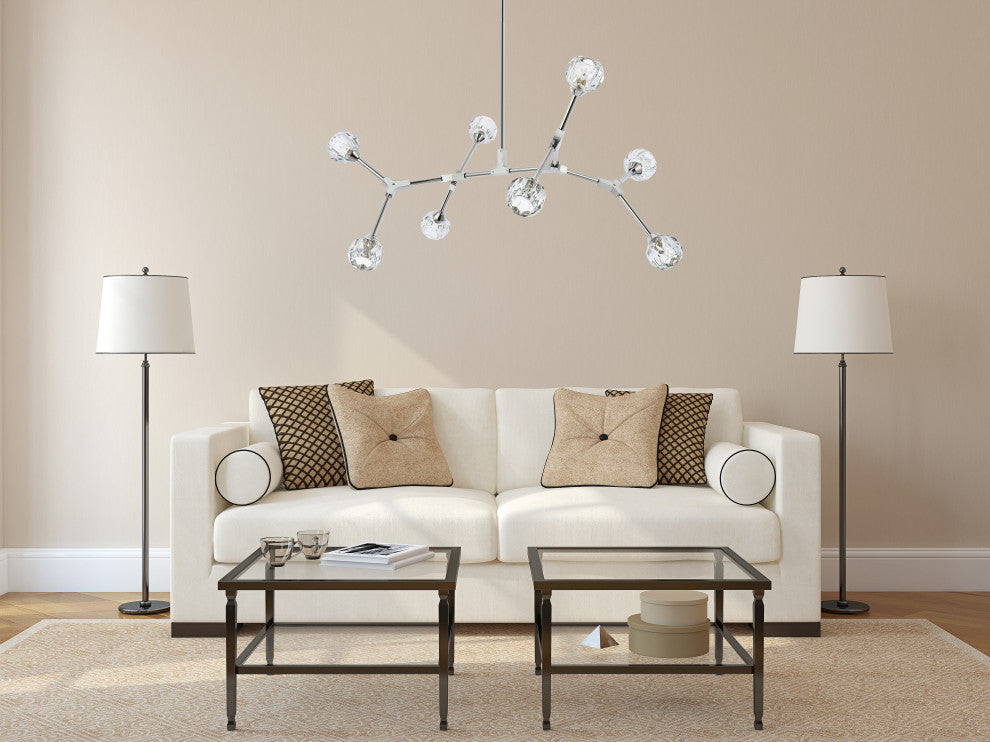 8 Light Pendant, Chrome