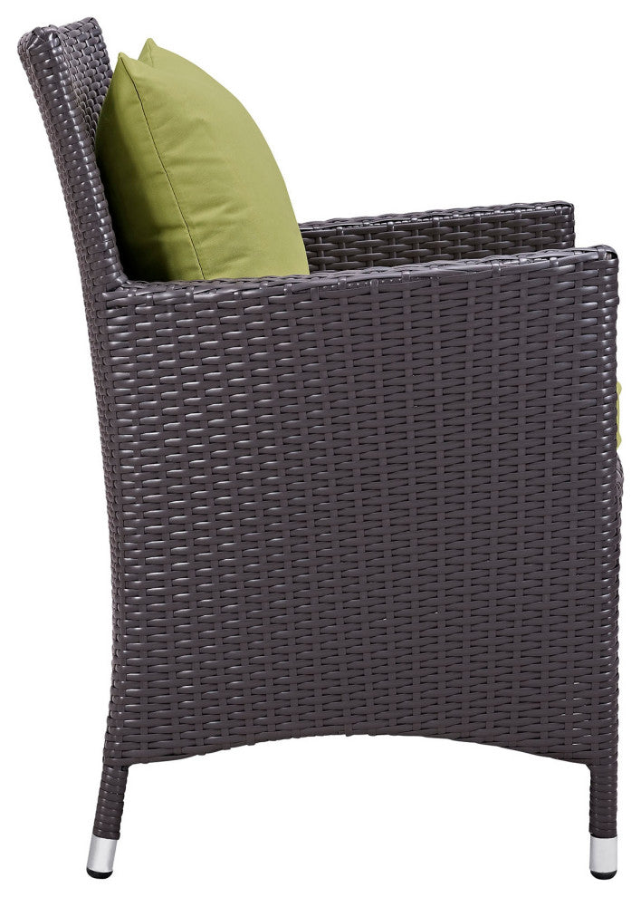 9 Piece Outdoor Dining Set, Faux Wicker Rattan, Green