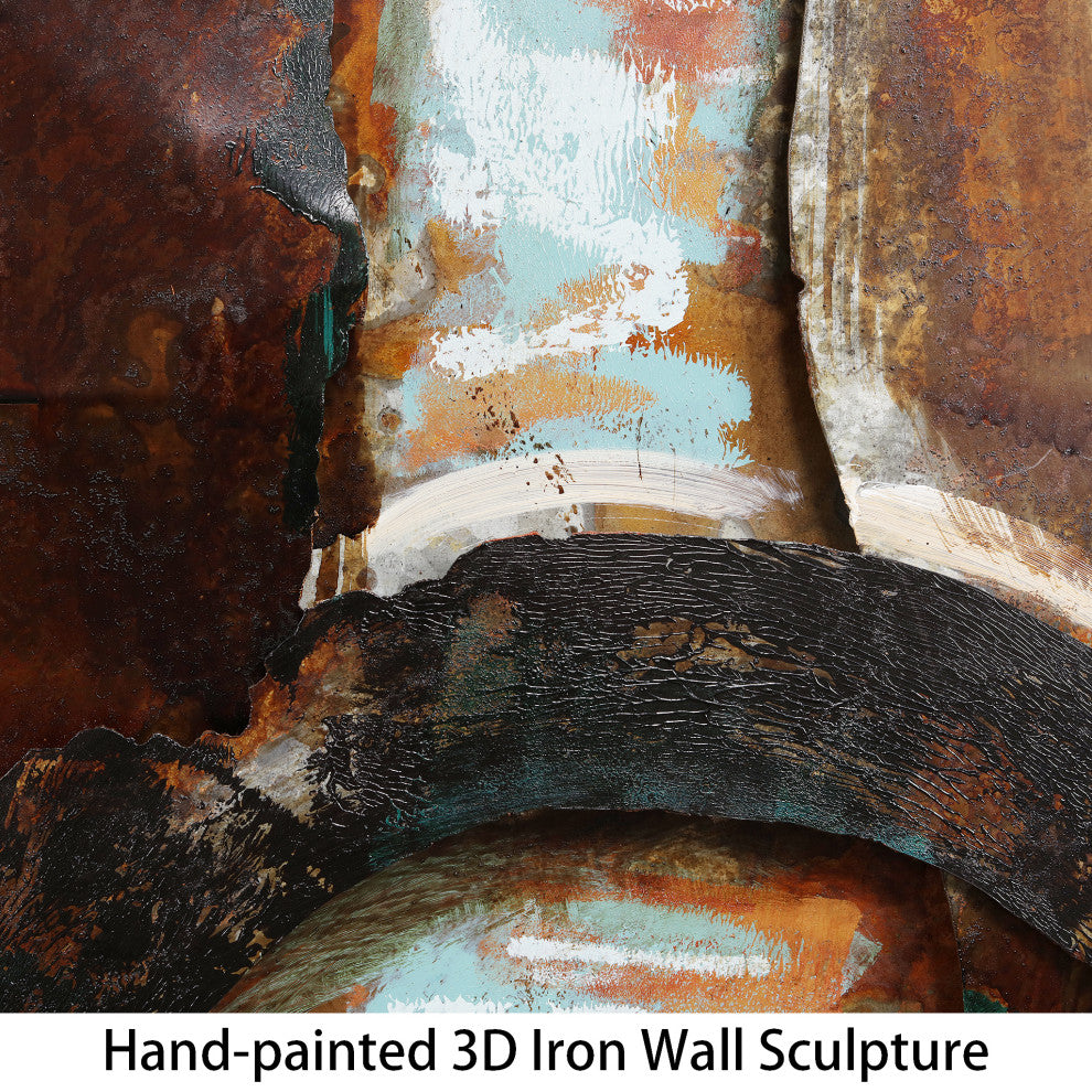 "Revolutions" Abstract Mixed Media Iron Hand Painted Dimensional Wall Art