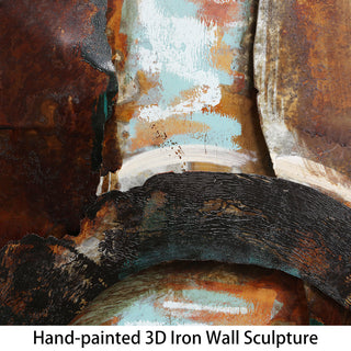 "Revolutions" Abstract Mixed Media Iron Hand Painted Dimensional Wall Art