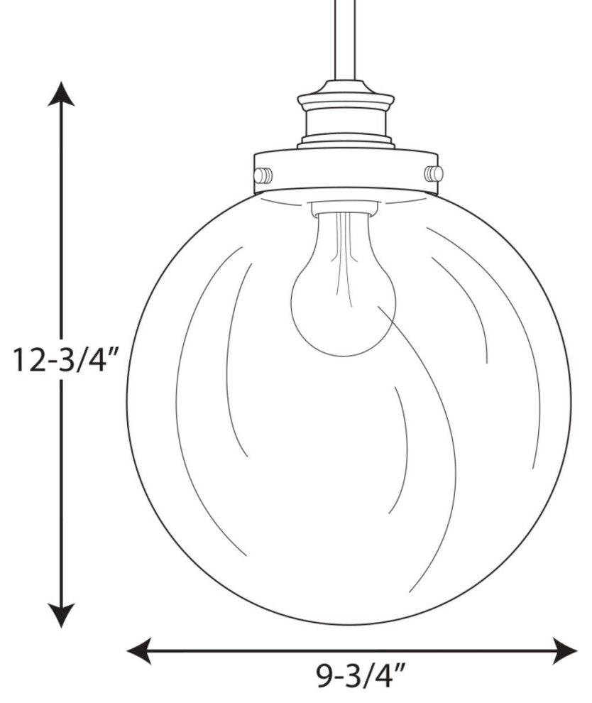 Progress Lighting 1-100W Medium Pendant, Polished Nickel