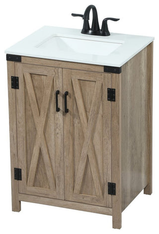 Home Living 19" Farmhouse Natural Oak-Light Bathroom Vanity