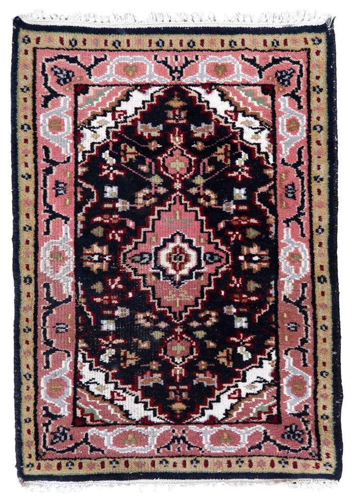 Handmade Vintage Indo-Mahal Rug 2'x2.8', 61cmx88cm 1970s