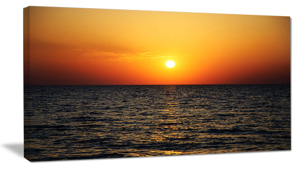 "Sunset Panorama Under Sea Surface" Modern Seashore Canvas Art, 32"x16"