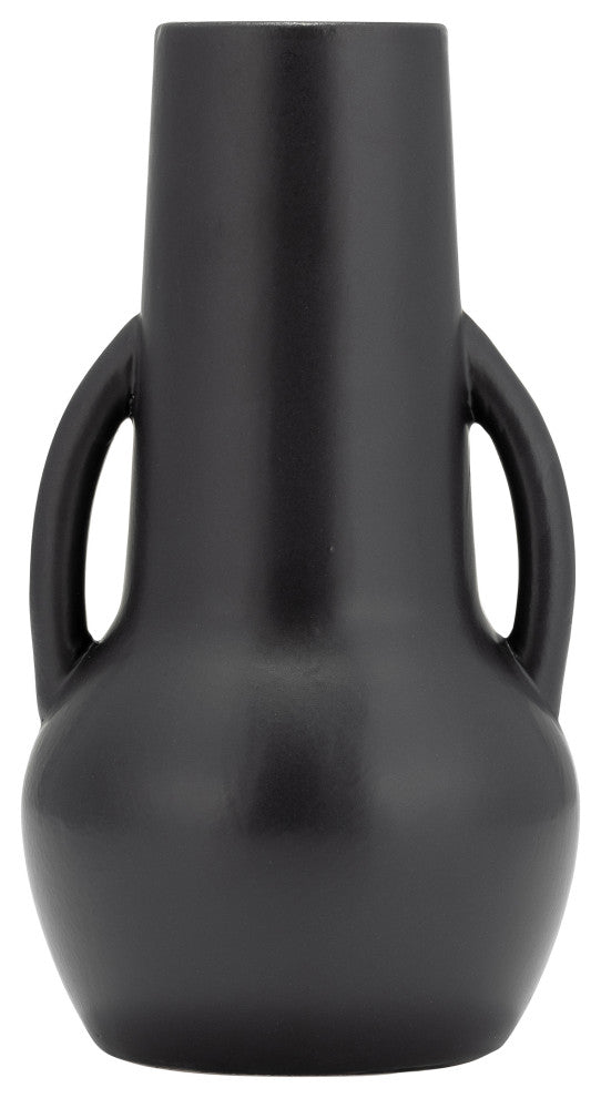 Ceramic 8", Vase, Handles, Black