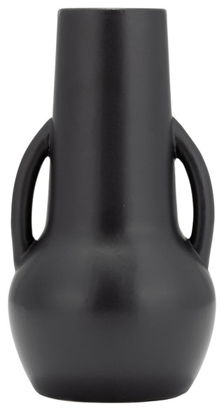 Ceramic 8", Vase, Handles, Black