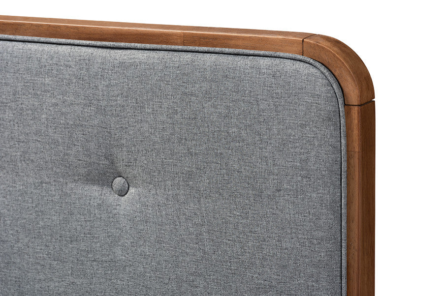Palina Mid-Century Modern Dark Gray Walnut Brown Wood King Size Headboard
