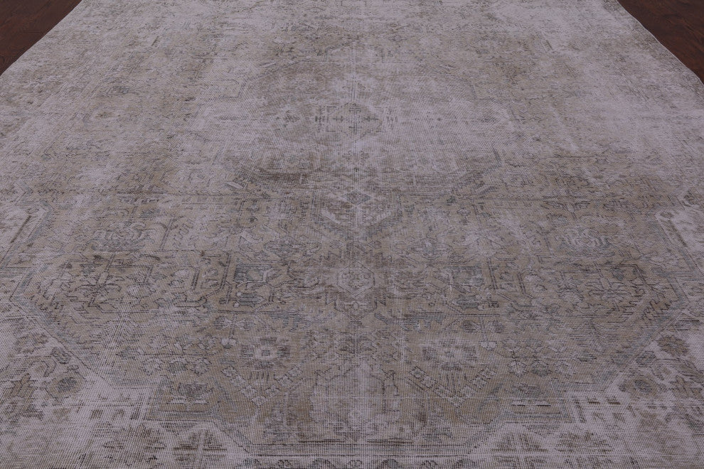 9' 9" X 12' 1" Handmade Persian Vintage White Wash Area Rug Q4636