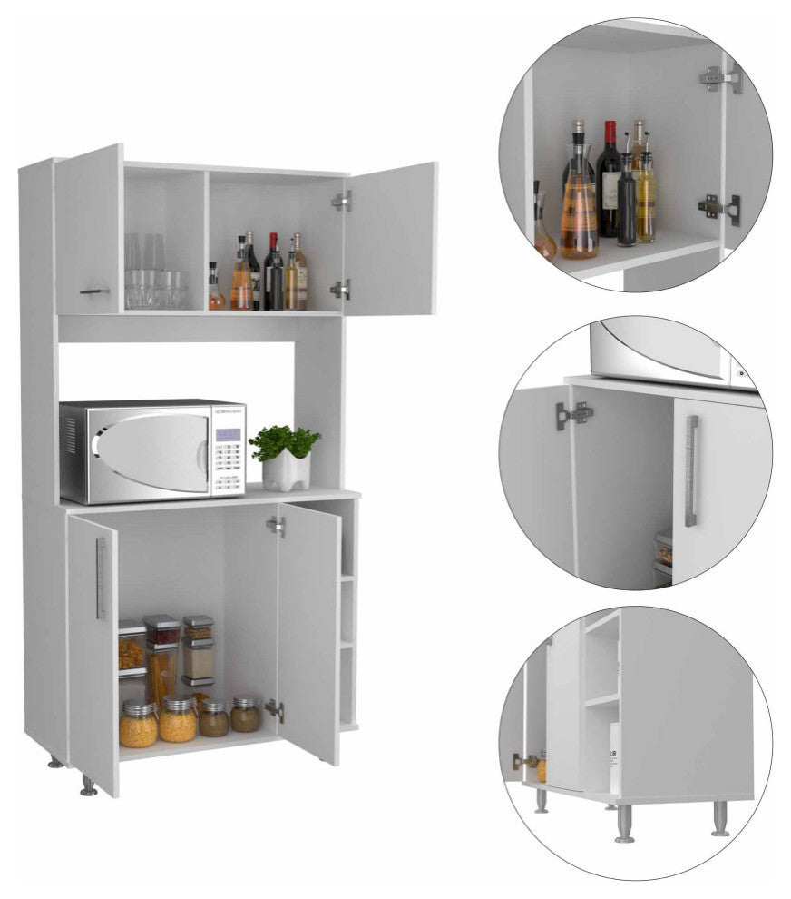 Colorado Multipurpose Pantry Cabinet with Open Counter & Three Open Shelves