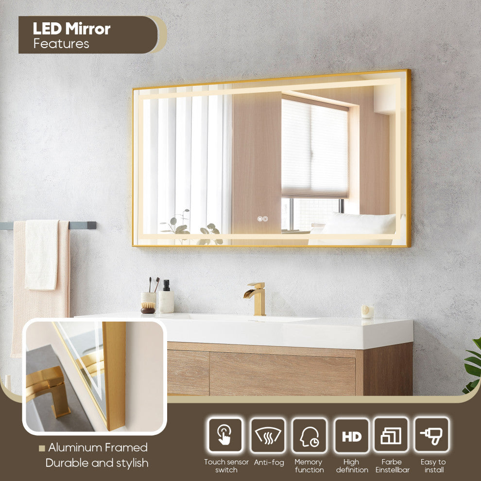 Palencia Floating Bath Vanity With Composite Stone Top, North American Oak, 60" Single Sink, With Mirror