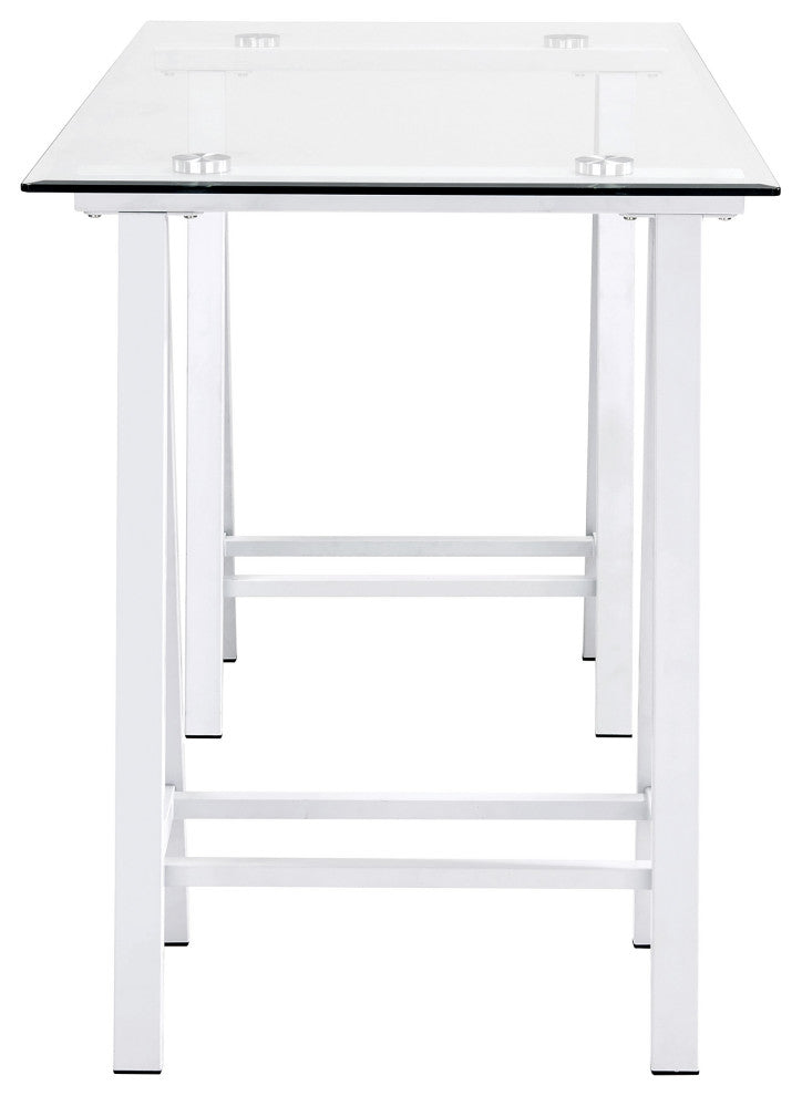 Middleton Desk With Clear Glass Top and White Base
