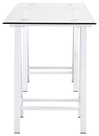 Middleton Desk With Clear Glass Top and White Base