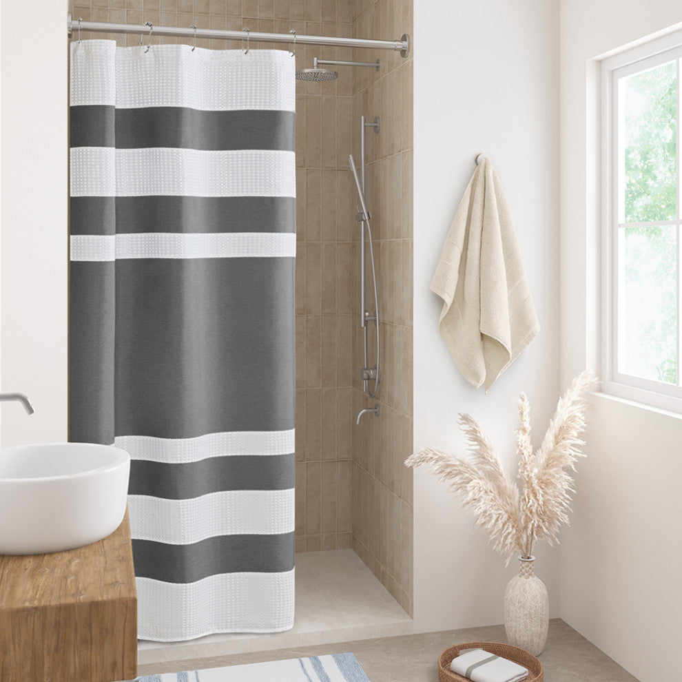 Madison Park Spa Waffle Shower Curtain With 3M Treatment