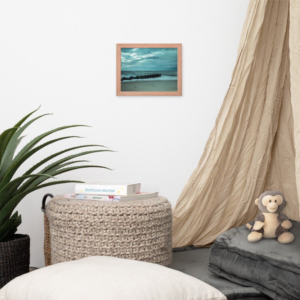 Blue Morning at Rehoboth Coastal Landscape Framed Photo Paper Wall Art Prints, Red Oak, 8" X 10"