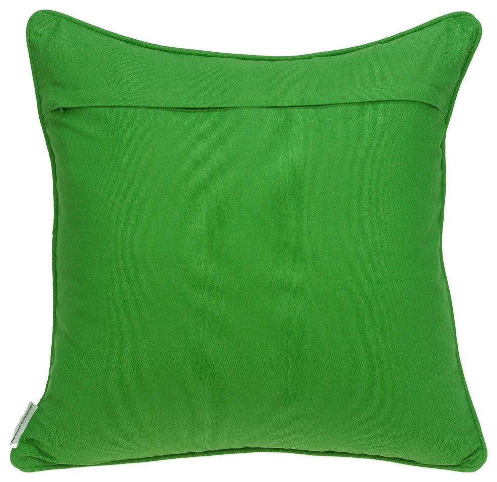 20" X 7" X 20" Transitional Green And White Pillow Cover With Poly Insert