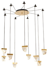 Gold Metal Chandelier With Clear Crystal