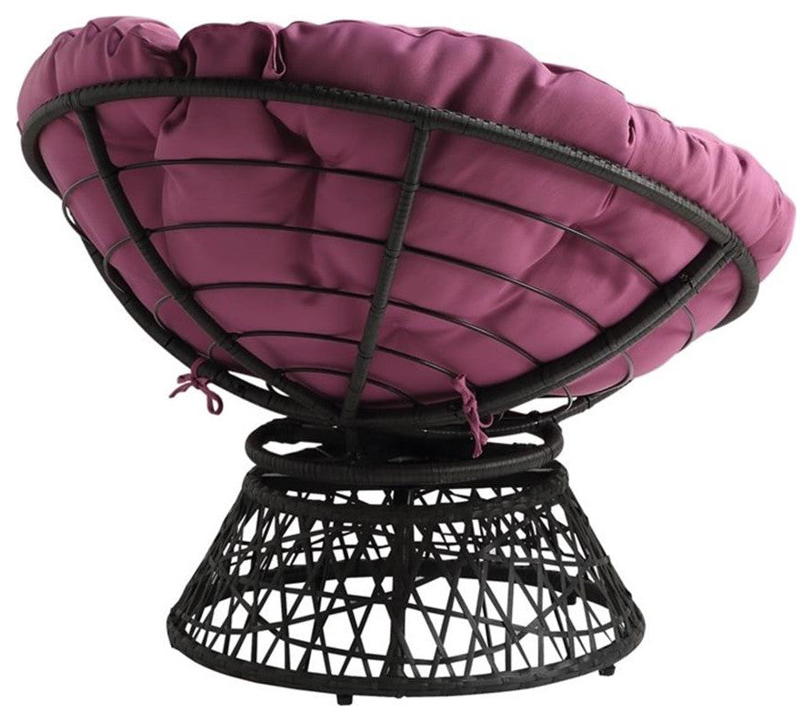 Papasan Chair with Purple cushion and Gray Wicker Resin Frame