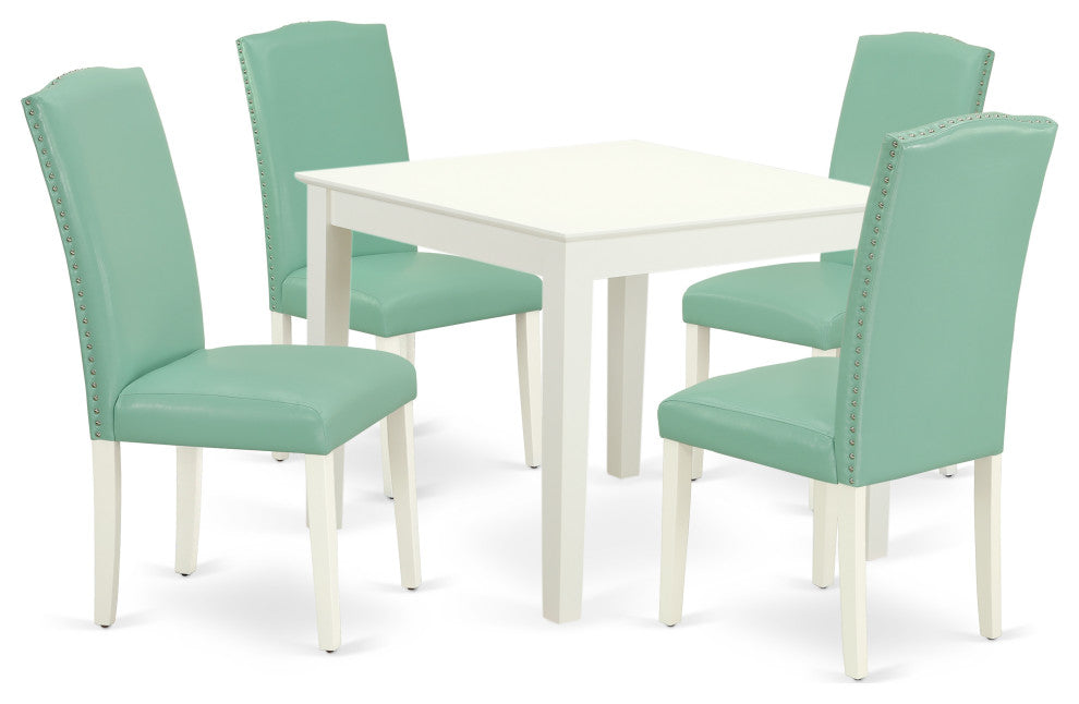 5-Piece Square 36" Table and 4-Parson Chair Color Pond