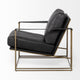Watson Black Genuine Leather w/ Gold Metal Frame Accent Chair