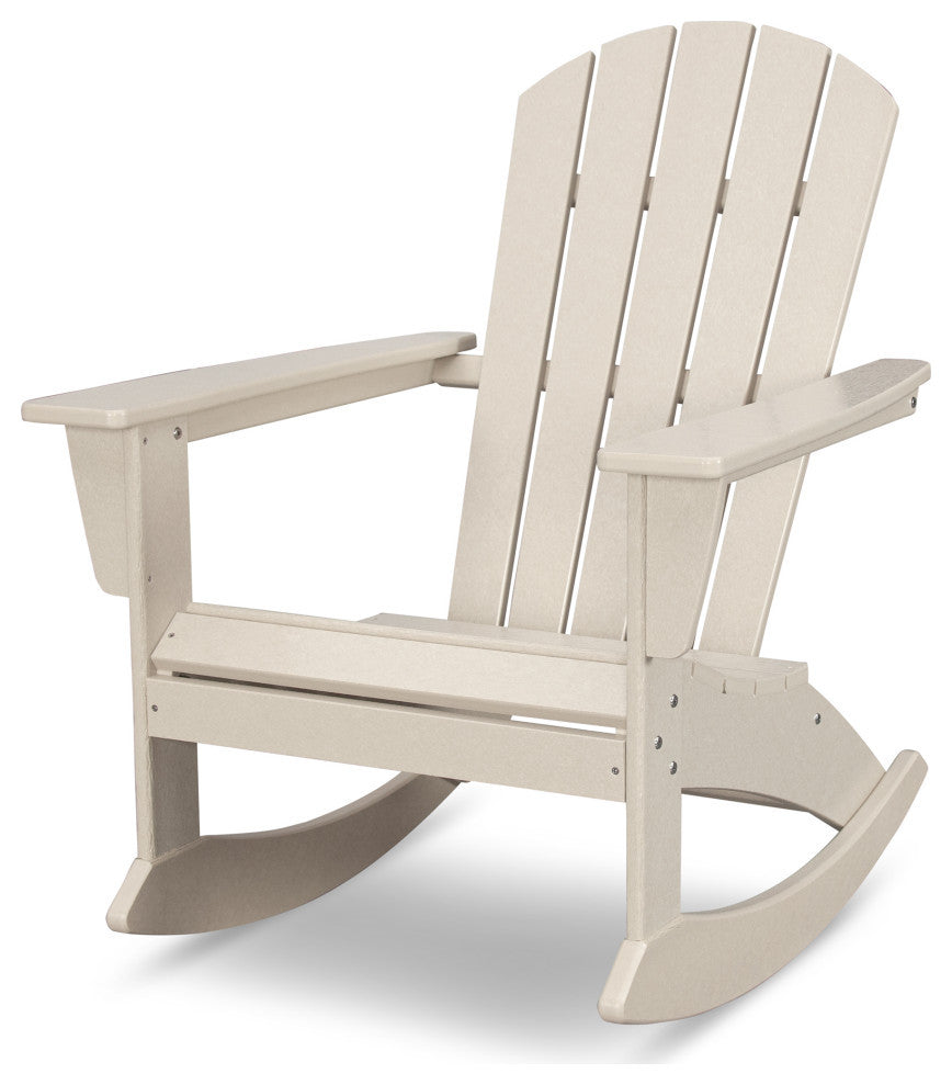 POLYWOOD Nautical Adirondack Rocking Chair, Sand