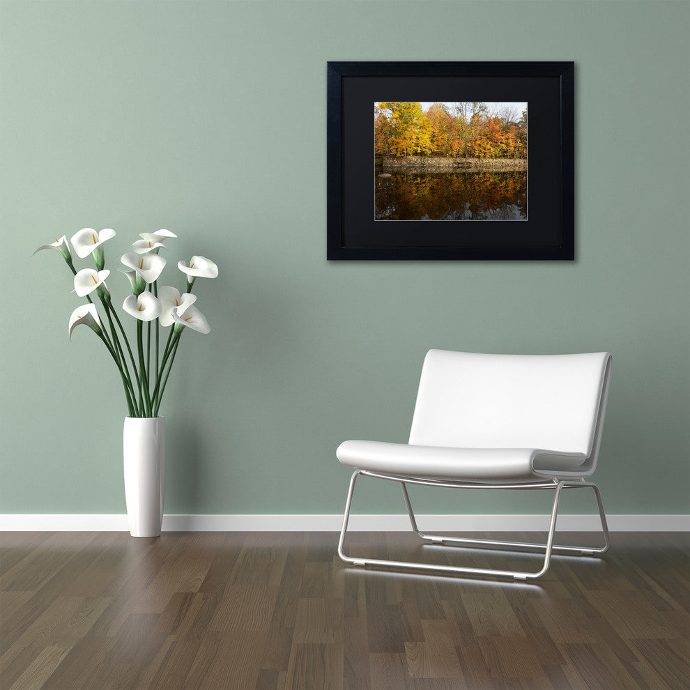 ''Autumn Along the Rocky River'' Matted Framed Canvas Art by Kurt Shaffer