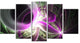 Light Purple Designs on Black, Contemporary Wall Art Canvas, 60"x32", 5 Panels