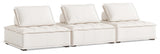 Arwen Modern Modular Square Tufted Sectional Sofa, White Beige Linen, 126" 3-Piece Sofa