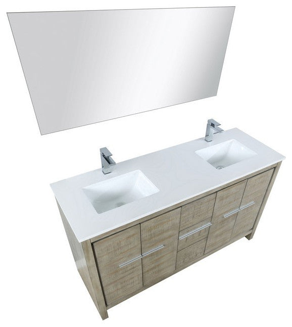 Lafarre Contemporary  60" Rustic Acacia Double Sink Bathroom Vanity Set, Labaro