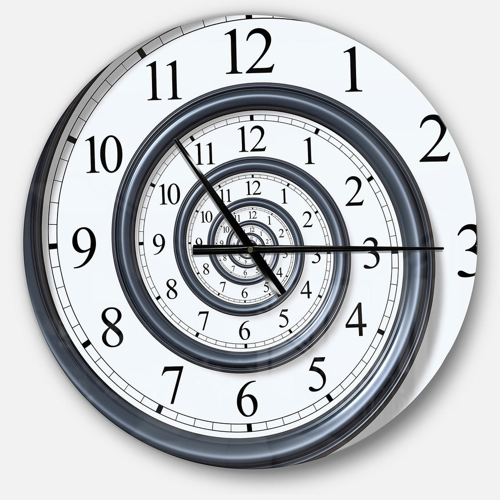 Time Spiral Analog Wall Oversized Contemporary Metal Clock, 23x23