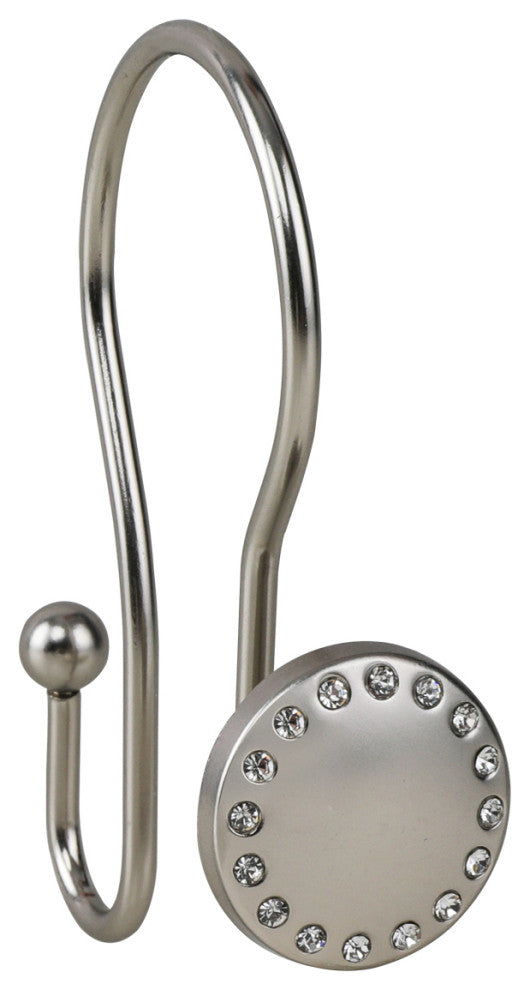 Utopia Alley Shower Hooks - Double Shower Curtain Rings for Bathroom, Set of 12, Brushed Nickel