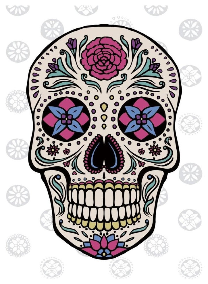"Sugar Skull I on Gray" Digital Paper Print by Janelle Penner, 22"x26"